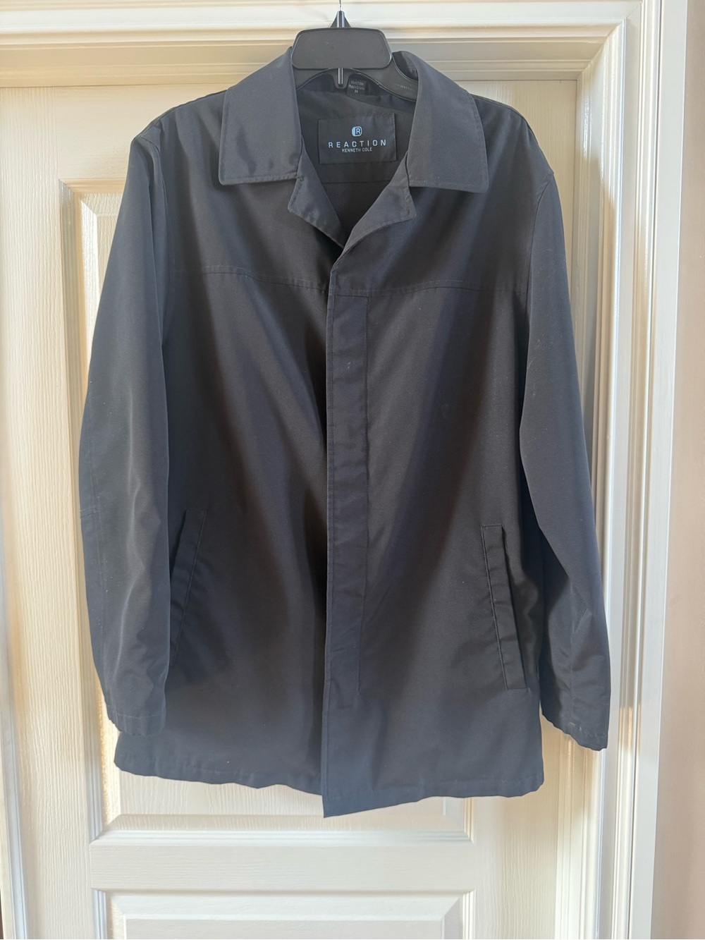 Reaction Kenneth Cole Mens Medium Black Lightweight Car Coat Jacket Commuter
